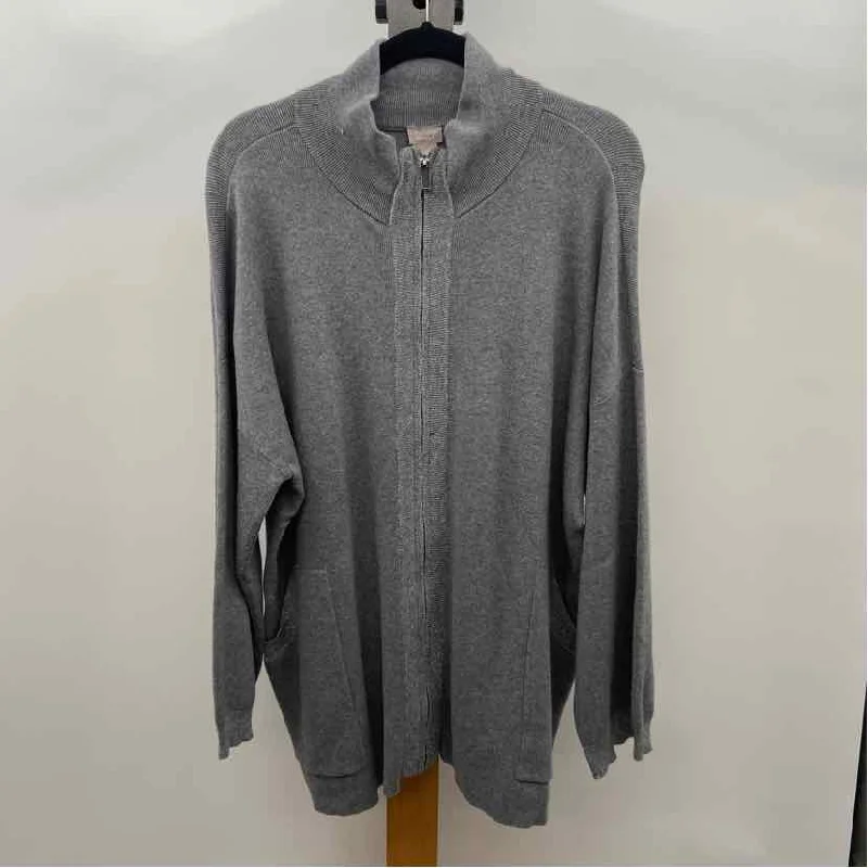 women's tops for wedding guest attireChico's Women's Size XXL Gray Shimmer Cardigan