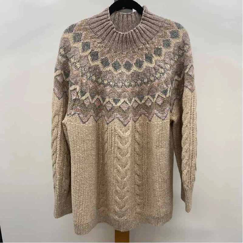 women's tops for casual FridaysChico's Women's Size XXL Tan Fair Isle Sweater