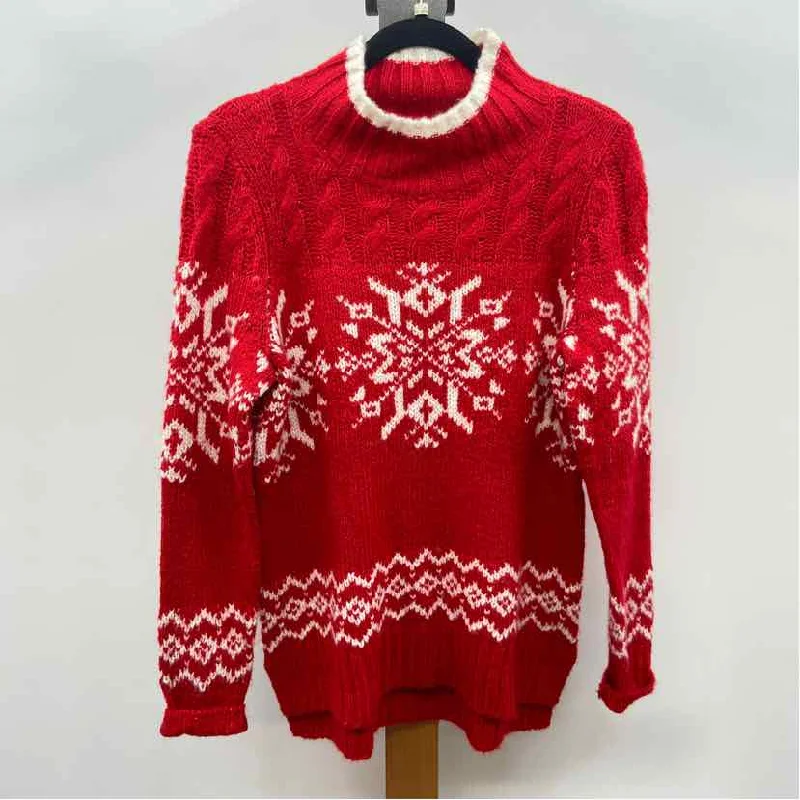 women's tops for relaxed weekendsTalbots Women's Size SP Red Snow Sweater