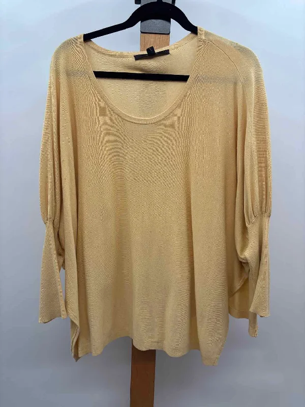 striped women's topsFever Women's Size S Yellow Solid Long Sleeve Shirt