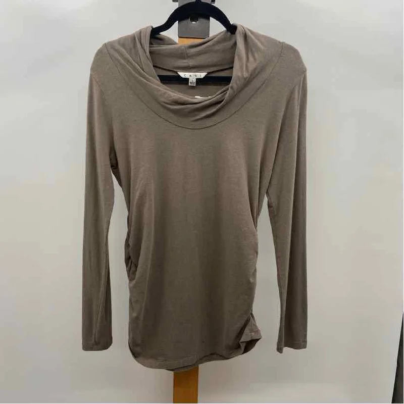 women's tops for bridal showers and baby showersCABI Women's Size L Brown Solid Long Sleeve Shirt