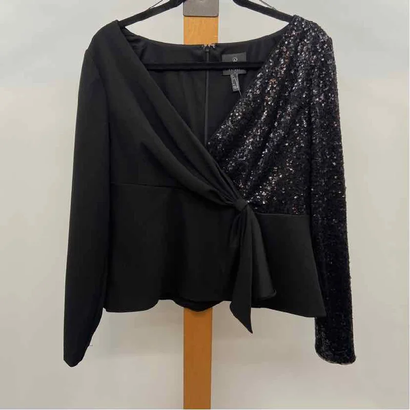 affordable women's topsAdrianna Papell Women's Size 12 Black Sequins Long Sleeve Shirt