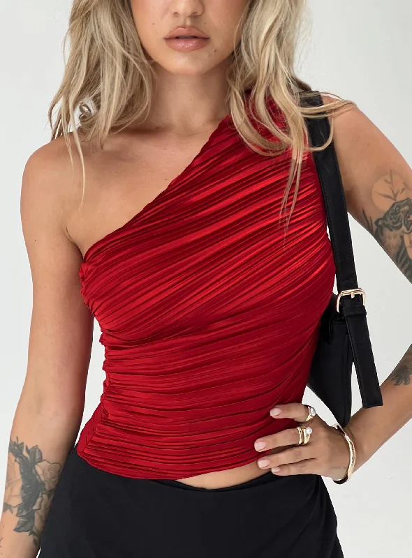 women's tops for those who want to create stylish and put-together outfits without spending a fortuneBrinstead One Shoulder Top Red