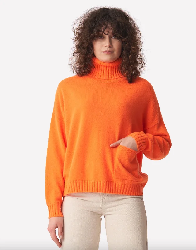 women's tops with spaghetti straps and deep V-necksPippin Roll Neck Sweater - Orange