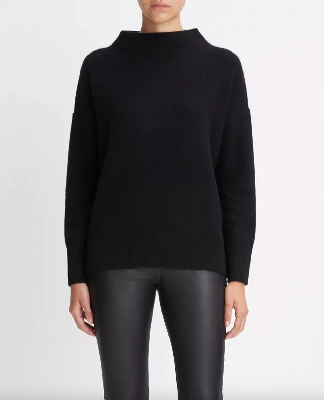 women's tops that offer a perfect blend of style, comfort, and affordabilityPlush Cashmere Funnel Neck Sweater - Black