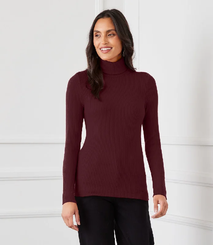 luxury women's topsRibbed Turtleneck Top