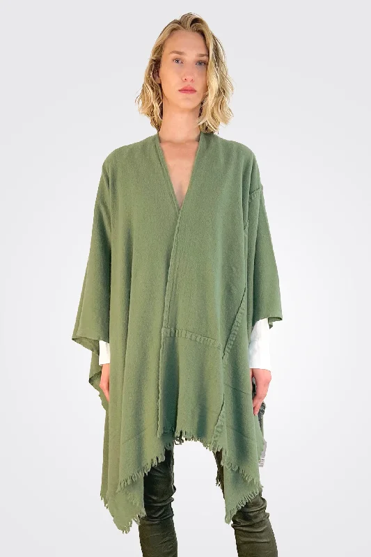 women's tops with cold-shoulder cutsStitch Detailed Poncho - Pesto