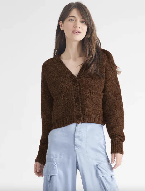 women's tops with ruffled hemsSydney Cardigan - Toasted Almond