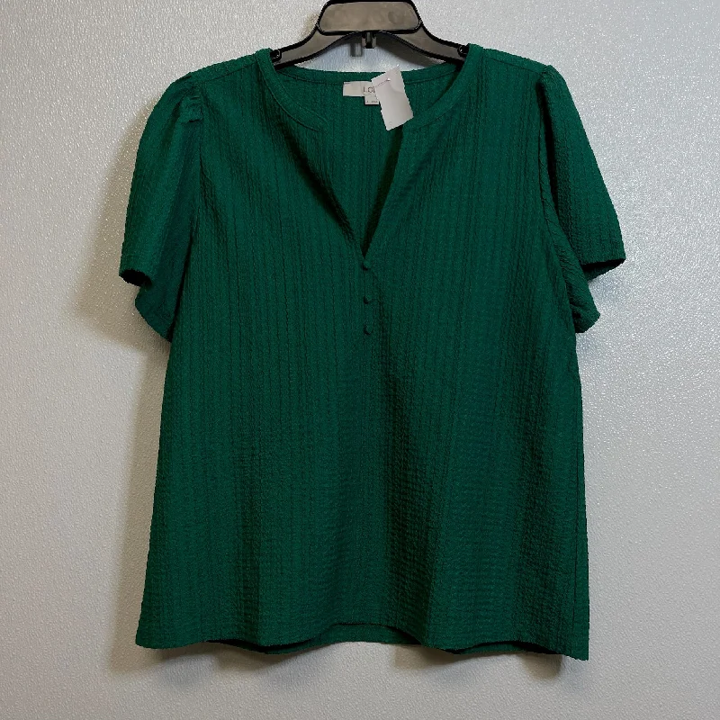 women's tops for those who want to wear versatile pieces that can be dressed up or downTop Short Sleeve By Loft In Green, Size: L