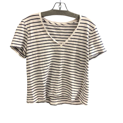 elegant women's topsTop Short Sleeve By Madewell In Striped Pattern, Size: L