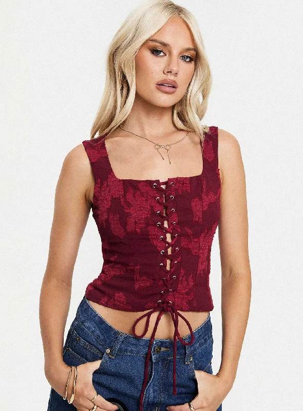 women's tops with sequin embellishmentsVincenzo Corset Top Red