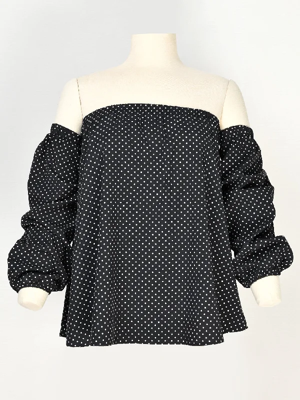 women's tops for those who want to add a pop of color to their outfitsPolka Dot Off Shoulder Top