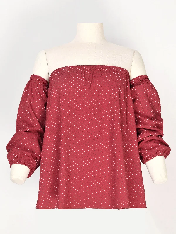 women's tops for those who want to create outfits that reflect their personal style and sense of fashionPolka Dot Off Shoulder Top