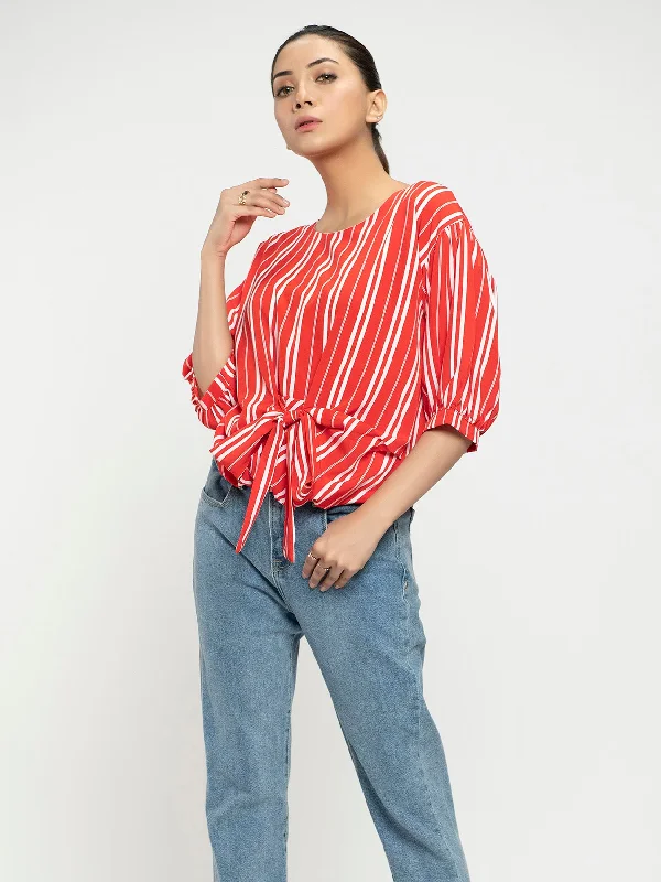 women's tops with cinched waistsStriped Top