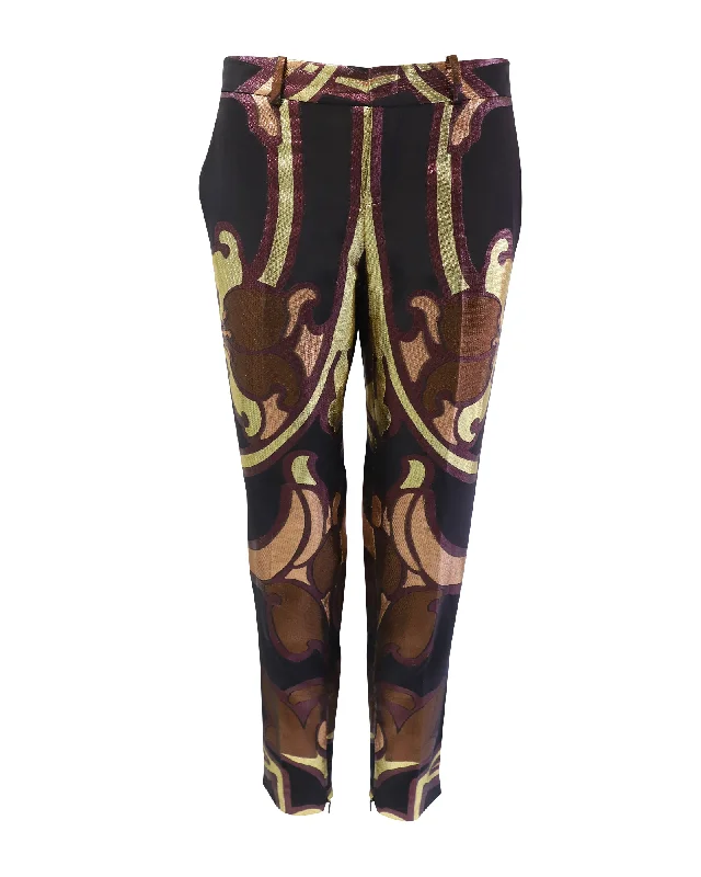 women's vintage pantsGucci Art Nouveau Disco Trousers in Multicolor Jacquard Silk