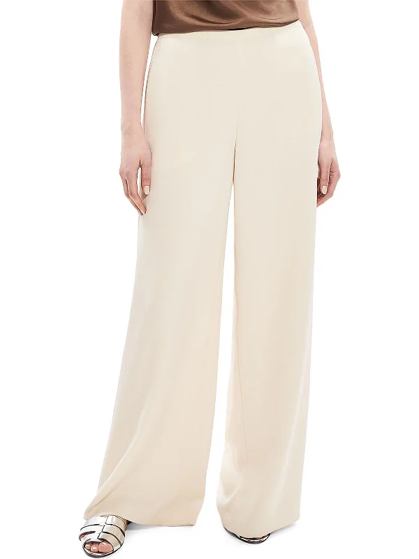 women's velvet pantsPetites Womens Textured High Rise Wide Leg Pants