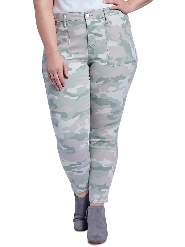 women's elegant pantsPlus Womens High Rise Camouflage Skinny Pants