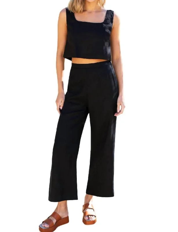 women's travel pantsRoma Pant In Black Linen