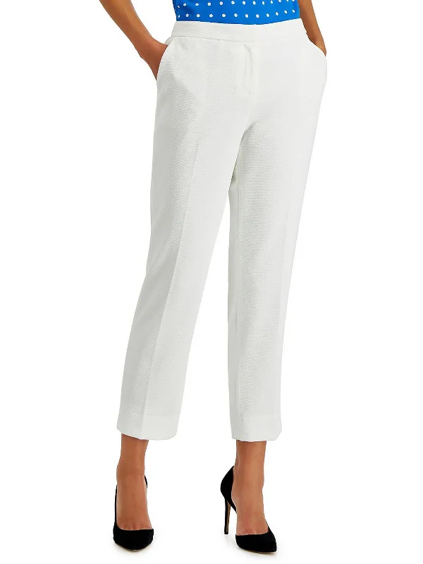 women's tall pantsWomens Mid Rise Textured Straight Leg Pants