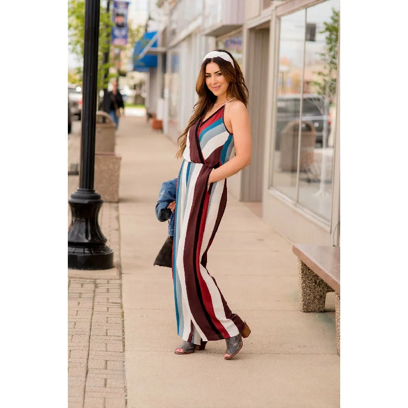 Ruffled Hem DressMulti Colored Striped Jumpsuit