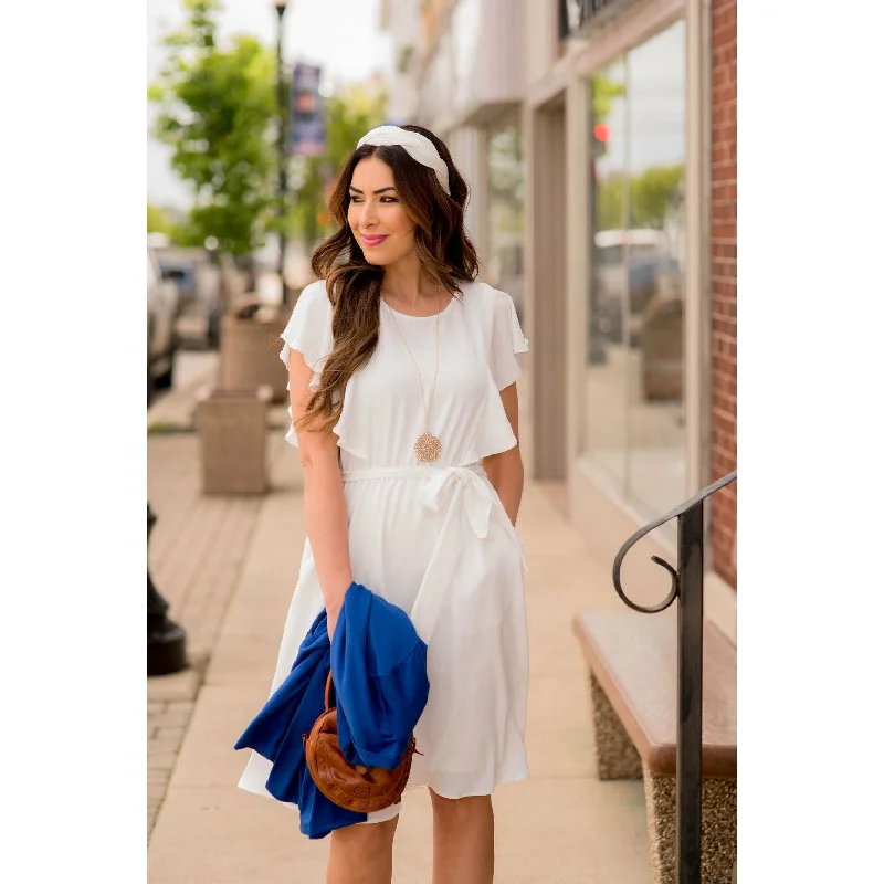 Short-Sleeve DressFlutter Sleeve Tie Waist Dress