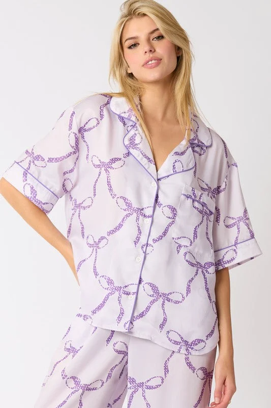 women's short-sleeved dressesSweet Dreams Purple Pajama Top