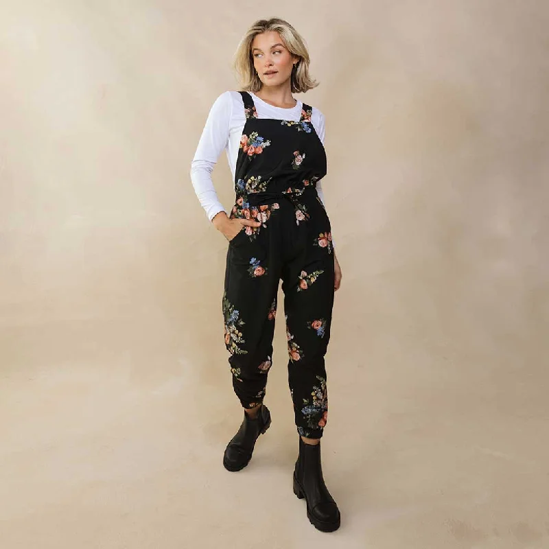 women's denim dressesRose Black Classic Overall Jumpsuit