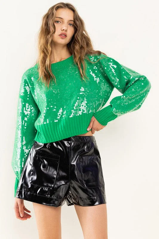 women's stretch dressesTis The Sequin Green Sweater