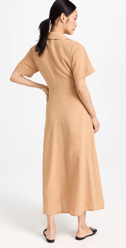 Casual DressA.L.C. Women Florence Raffia Tan Insert Pleated Skirt Midi Dress