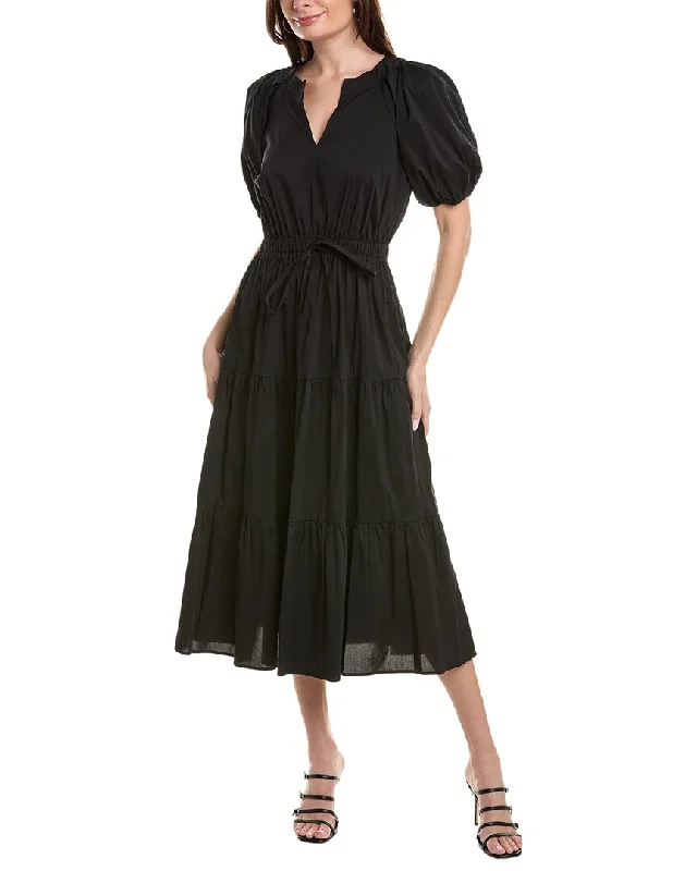 Scoop-Neck DressAnne Klein Tiered Puff Sleeve Midi Dress