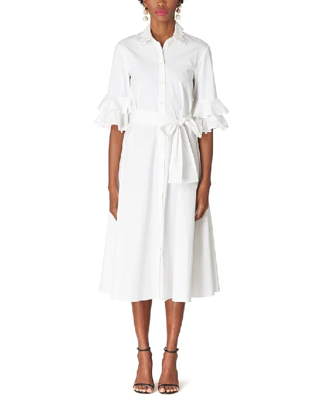 Plunging Neckline DressCarolina Herrera Elbow Sleeve Midi Shirtdress