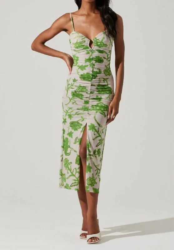 women's cocktail dressesPalermo Ruched Midi Dress In Green