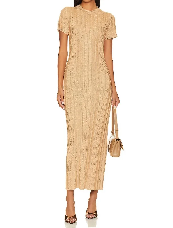 women's stylish dressesValleta Midi Dress In Gold Shimmer Knit