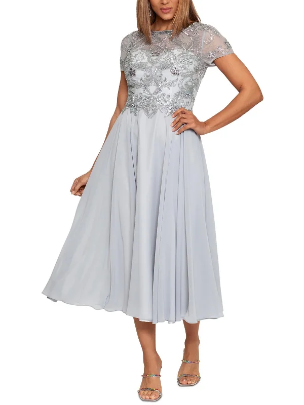 Wedding DressWomens Beaded Midi Cocktail And Party Dress