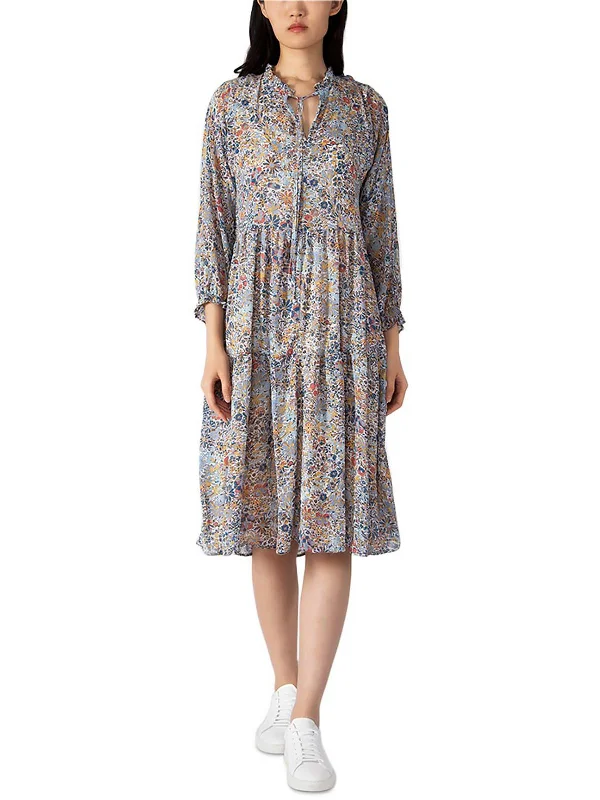 Custom DressWomens Chiffon Floral Midi Dress