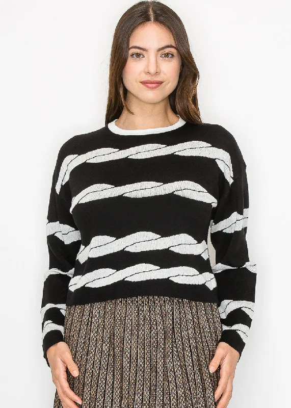 Comfortable SweatersBlack & White Swirl Sweater