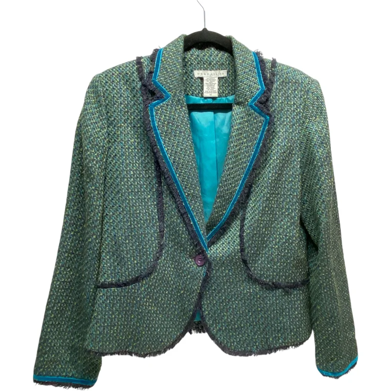 women's coats with oversized fitsBlazer By VERSAILLES In Blue & Green, Size: 12