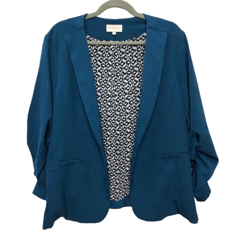 women's coats with embroidered patternsBlazer By Skies Are Blue In Teal, Size: Xl