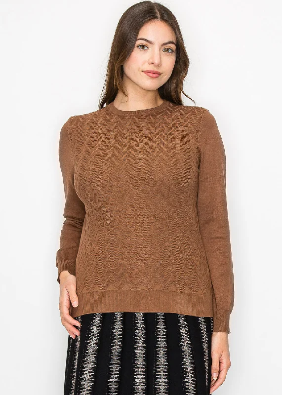 Luxurious SweatersCamel Knit with Chevron Detail