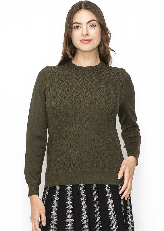 Chunky SweatersClassic Olive Chevron Sweater