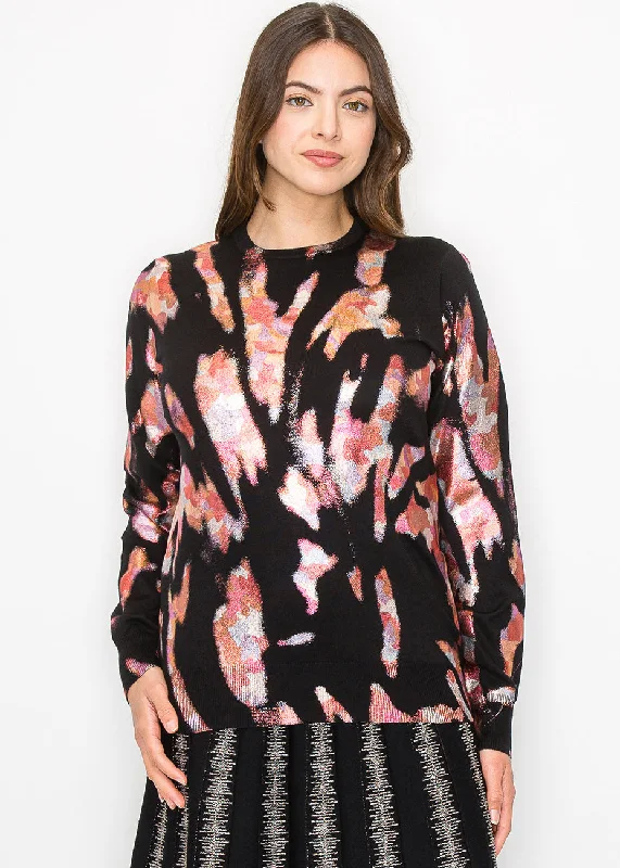 Custom Flannel-Lined SweatersColor Splash Abstract Knit Top