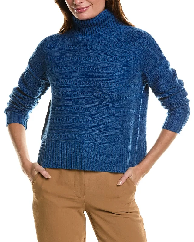 Quick-Dry SweatersForte Cashmere Crop Textured Mock Neck Wool & Cashmere-Blend Sweater