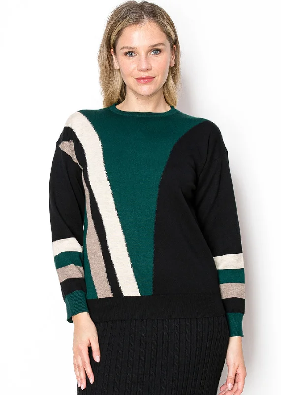 Custom SweatersGeometric Green Knit Sweater