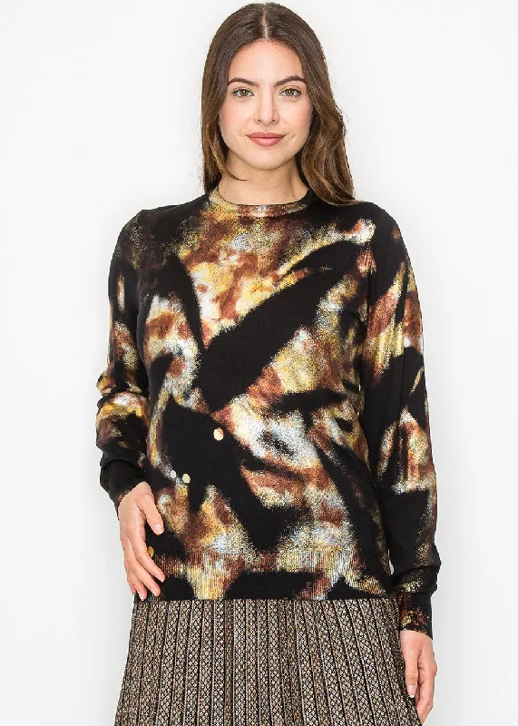 Designer SweatersGolden Haze Abstract Knit Sweater