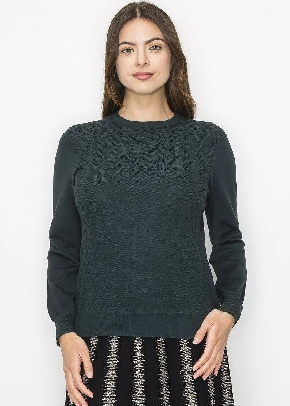 Chunky SweatersHunter Green Chevron Knit Sweater