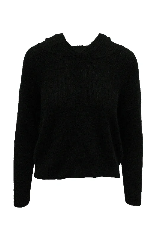 Luxurious Chunky SweatersJames Perse Hooded Sweater in Black Cotton