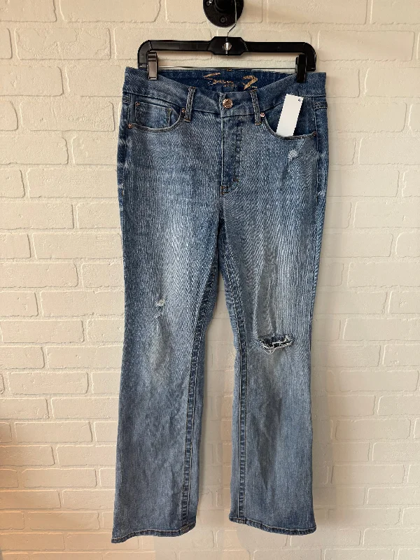 women's denim jeans with fake pocketsJeans Boot Cut By Seven 7 In Blue Denim, Size: 10