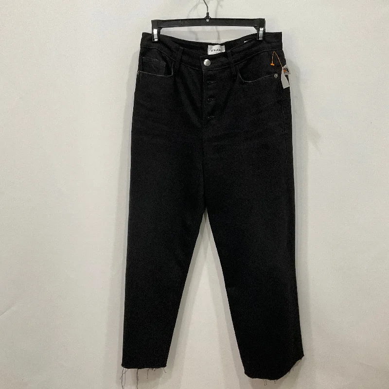 women's denim jeans with spandexJeans Cropped By Frame In Black Denim, Size: 6