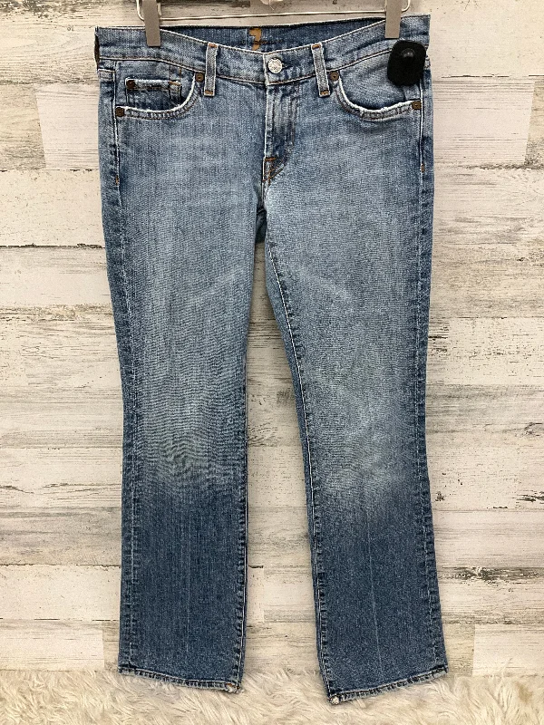 women's denim jeans with button-fly closureJeans Flared By 7 For All Mankind In Blue Denim, Size: 6