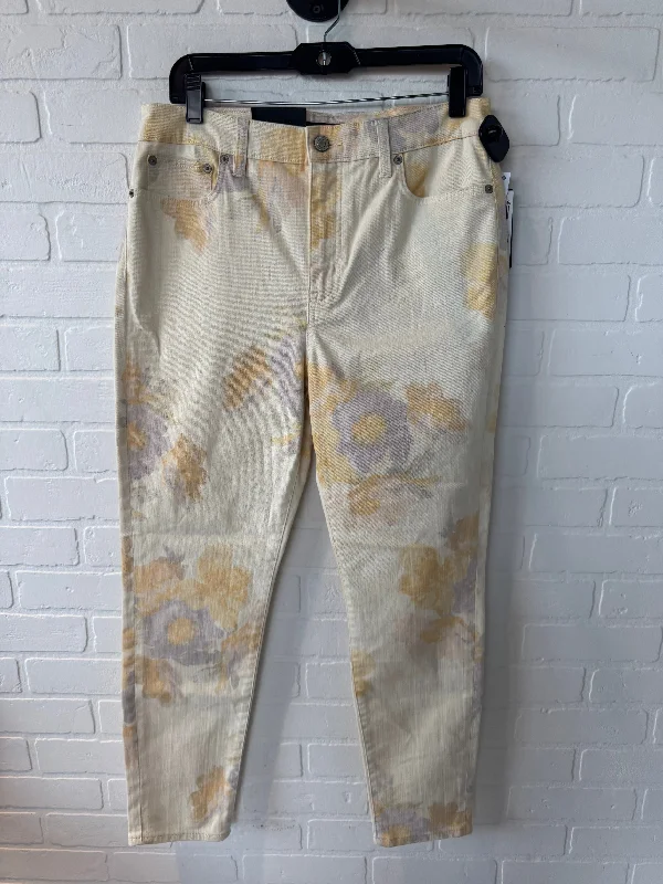 women's denim jeans with geometric patternsJeans Skinny By Lauren By Ralph Lauren In Cream & Purple, Size: 10